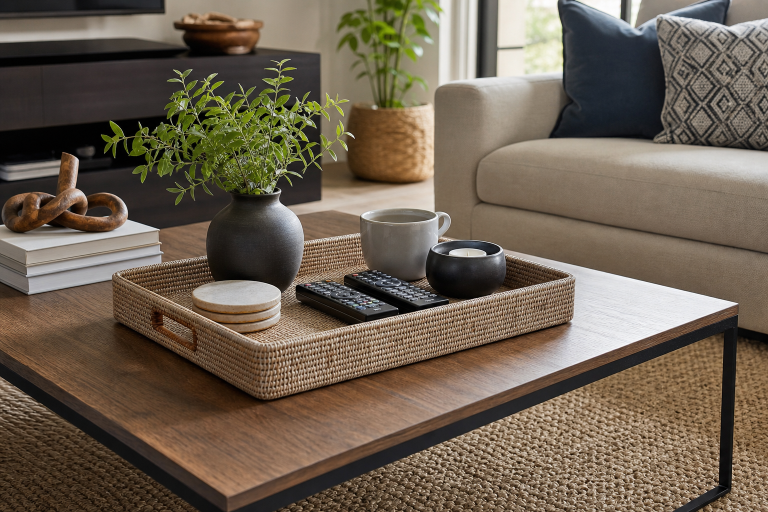 Coffee Table Tray Ideas for Useful Living Rooms