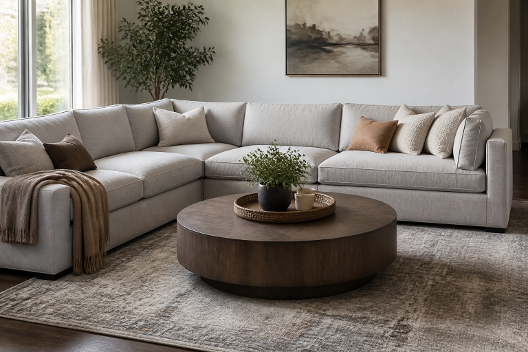 Round Coffee Table for Sectional Sofa Layouts